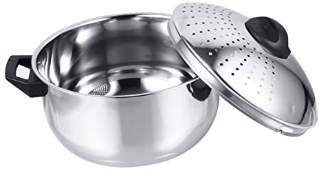 Cabilock Olla De Acero Inoxidable 16cm Para Fideos Utensilios De Cocina Tapa Coladora Olla Para Hervir Pasta Diseño Antiadherente Para Lavavajillas Adecuado Para Cocina Casera y Comercial