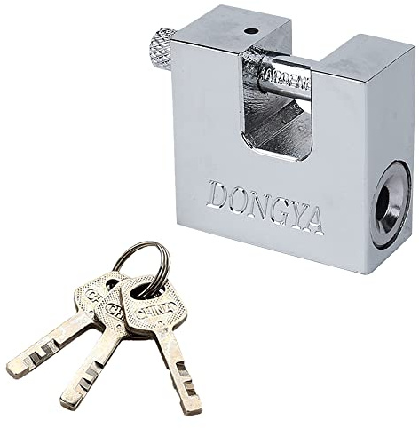 Cadenas en forme de D en acier inoxydable avec 3 clés - 40 mm - Étanche - Robuste - Pour portail, casier, abri de jardin, garage, entrepôt, conteneur d'expédition, chaîne de moto