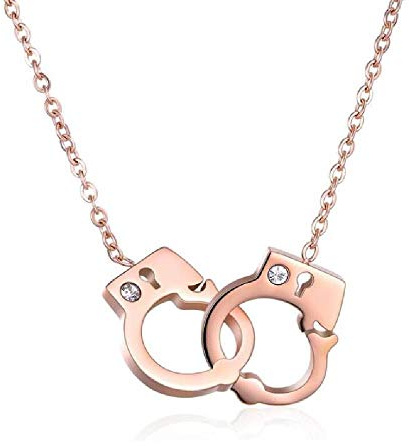 MiniJewelry Handcuff Necklace for Women Police Officer Christmas Friendship Wife Birthday Stainless Steel Rose Gold Silver