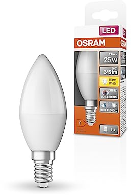 Osram SUPERSTAR+ CLASSIC B 25 FR LED-Lampe, Sockel E14, Minikerzenform, 2,8W, 245lm, 2700K, warmweißes Licht, stark reduzierter Blauanteil, geringere Augenbelastung, sehr geringer Energieverbrauch