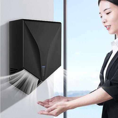 XDLYWUZIQ Asciugamani per WC, 1500w Extra Silenzioso a Basso Rumore, Presa a Parete, Asciugamani Compatto Asciugamani Elettrico Automatico Ad Alta velocità, Commerciale O Domestico,Black