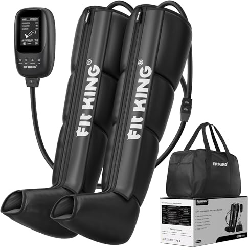 FIT KING Beinmassagegerät mit 8 Intensitätsstufen zur sportlichen Erholung | Recovery Boots für Fuß, Waden und Oberschenkel mit 4 Massagezonen & 3 Modi für Entspannung und Erholung nach dem Sport (S)