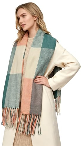 Oak & Tea Damen Schals Winter Warm Tartan Schals Kaschmir Gefühl Wraps, Schal Geschenke für Frauen