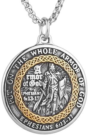 HZMAN Tempelritter Halskette für Herren Edelstahl Mittelalterliches Rotes Kreuz Halskette Anhänger Schmuck Geschenk (Silber Gold)