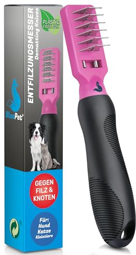 BluePet Entfilzungskamm für Hunde & Katzen, Knoten & Verfilzungen entfernen