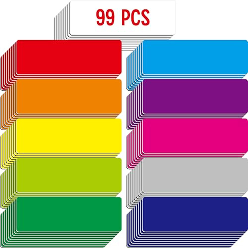 99 Stück Magnetische Namensschilder, Trockenlöschbare Wiederverwendbare Neon-Namenssticker Regenbogenrahmen in 11 Farben für Whiteboards Schließfächer Kühlschrank Schule Büro Zuhause (2,5cm x 7,6cm)