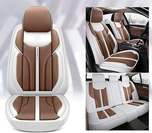 YOUFOX Sitzbezüge Auto Autositzbezüge Universal Set für FIAT Abarth 500/Abarth 500C/Abarth 500 esseesse/Abarth 695 Auto Zubehör、Braun
