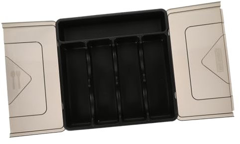 Alipis Organiseur de Tiroir à Couverts avec Couvercle, Boîte de Rangement en PP Noir pour Fourchettes et Baguettes, Compartiments Multiples, Cuisine Propre et Organisée