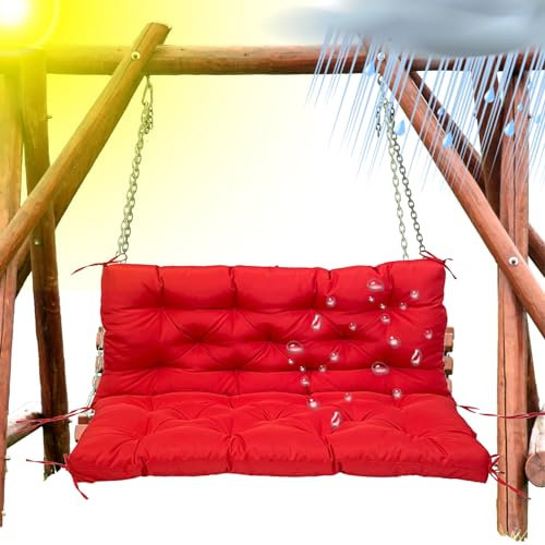 NNSMUN Gartenbank Auflagen, Sitzkissen für Hollywoodschaukel, Komfortable Gartenschaukel Auflage, Sitzbank mit Rückenlehne, Polster für Lounge (Rot,100x100x10CM)
