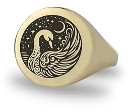 ANEMONE JEWELRY 14k Gold Schwan Siegelring - Personalisierte Vogel Ring - Bold Statement Ring - Geschenk für Sie - Eleganter Ring