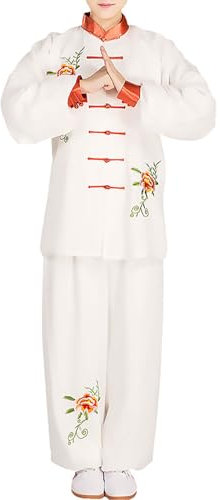 Rubruan Tai Chi Unisex Trainingsanzug – Traditionelle Chinesische Kampfkunst Taiji Kung Fu Wing Chun Wushu Frühling Sommer Training Performance Langarm Uniform Stickerei Anzug für Damen Herren