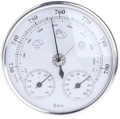 UQSENEUX Barometro 3 in 1 da 130 mm, termometro e igrometro, multifunzione, portatile, per esterni, barometri per pareti di casa, barca da pesca, ufficio