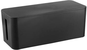Kabelmanagement Box Kabelbox Kabel Organizer Kabelkasten Aufbewahrung Robuster Kunststoff 2 Seitliche Kabelführungen Schutz und Sicherheit von Kindern Tieren (Schwarz, 23cm x 11cm x 12cm)
