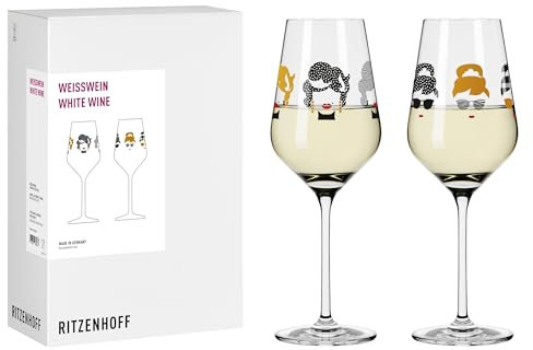 RITZENHOFF 8112001 - Juego de 2 copas de vino blanco, 300 ml, serie Fashion – 2 unidades, diseño moderno, dorado, fabricado en Alemania