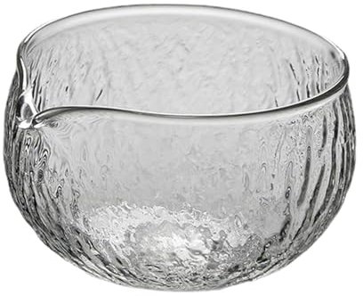 perfk Matcha Bowl en verre martelé Cérémonie de thé en verre Bol tasse de japonais artisanal clair pour la préparation du matcha japonais, Style A
