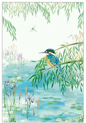 Eddingtons Kingfisher Patterned Organic Cotton Tea Towel/Dish Cloth - Eco-Friendly National Trust Nature Collection Kitchen Linens