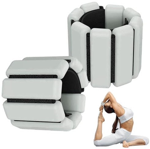 2 st bärbara viktmanschetter, set med justerbara handledsvikter, set med 0,9 kg handledsvikter, fotledsvikter, bärbar handledsvikt, silikonträningsvikter för jogging, yoga (grå)