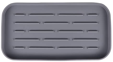 VINTORKY Draining Board Drip Tray Kitchen Drainer Drip Tray Dish Drainer Silicone Drying Mat Tableware Drying Mat Grey