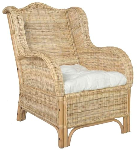YITHOPI Sessel mit Kissen Natur-Rattan und Leinen Wohnzimmersofas Wohnzimmersofa für Gästehaus