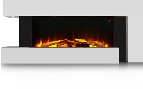 Warmiehomy Electric Fireplac 52inch /132CM Wall Mounted/Free Standing Electric Fire Media Wall Fire with 7 day Programmable, LED Moon Light, Remote Control & Overheat Protection