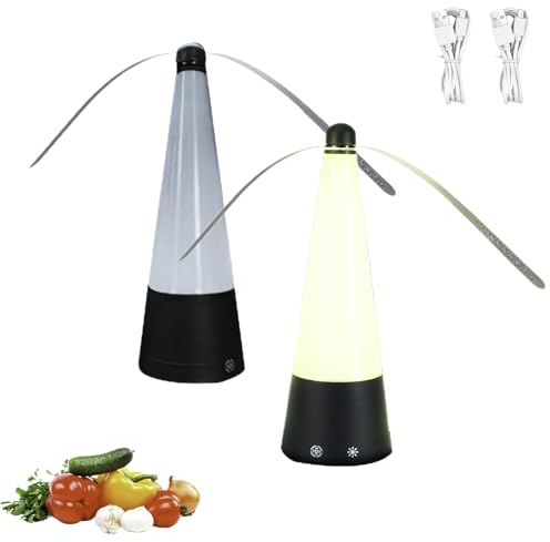 2 Pièces Ventilateur Anti Mouche De Table, USB Rechargeable Chasse Mouche De Table, Repousse Mouches Avec Des Lames Et Lumière LED, Ventilateur Anti-mouches Silencieux Portable, Pour Camping, Pêche