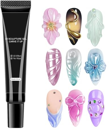 Gel 3D pour ongles | Colle à modeler pour ongles, charmante et facile pour salon, maison, mariage, vacances