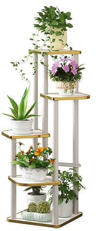 Eck-Pflanzenregal mit 5 Ebenen, vielseitiger Pflanzenständer für den Innen- und Außenbereich, ideal für Terrasse, Garten, Wohnzimmer, Balkon und Schlafzimmer