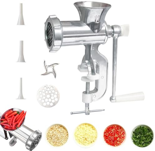 JIEBWCHA Tritacarne, tritacarne a mano e riempitivo per salsicce - Utensile da cucina per tritare maiale pollo agnello manzo per cucinare e preparare