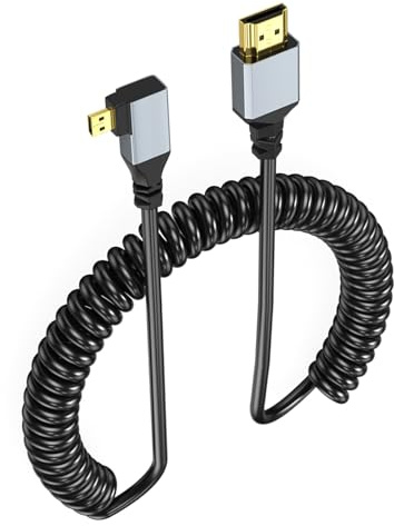 Geavonyg Cable En HDTV 4K Adaptador Macho A Macho Ángulo Recto De 90 Grados De Resorte 4k 60HZ 2160P/1080P/720P HDTV para Cámara