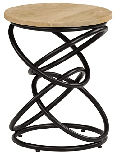 SKTQYQO Table basse de service en bois massif de mangue 40 x 50 cm, structure en fer peint, style ancien vintage pour salon, meuble unique avec finition polie et laquée,
