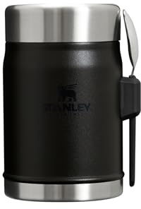 STANLEY 1913 Classic Legendary Thermobehälter Für Essen Mit Göffel 400 ml - Hält 7 Stunden Heiß Oder Kalt - Edelstahl Warmhaltebehälter - BPA-Frei - Spülmaschinenfest - Black 2.0