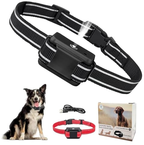 Anti Bark Collars for Dogs, Citronella Dog Bark Collar, 2-Level Sensitivity, Rechargeable Anti Barking Dog Collars with 2 Straps, Spray Collar for Breeds Of Dogs 6-120 Pounds （Without gas cylinders）