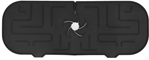 Faucet Handle Drip Catcher Tray Durable Silicone Sink Faucet Mat for Kitchen Bathroom Apartment Hotel (Black)