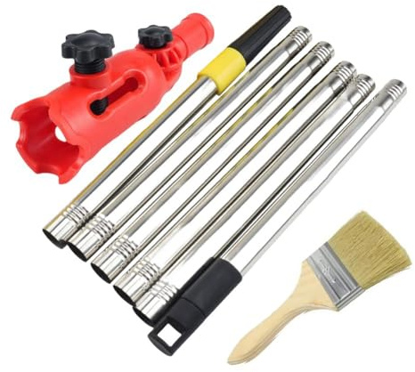 Homeponnew Asta di prolunga per rullo e pennello, 1,7 per asta telescopica M con supporto multiangolare, compatibile con soffitti alti, pareti, grondaie, scale, include 6 sezioni, rosso