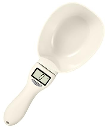 Healeved Cucchiaio Dosatore Digitale Multifunzione 800g Bilancia Elettronica da Cucina Portatile Misuratore di Precisione per Alimenti e Cibo Animali Domestici Colore Beige