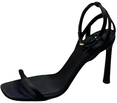 Sandaler, dam, elegant med klack, remsandaler, dam, med klack, svart, klackskor, urholkning, andas, aftonklänningar, moderna fritidssandaler, bekväma utomhussandaler, lätta sommarsandaler, svart, 36