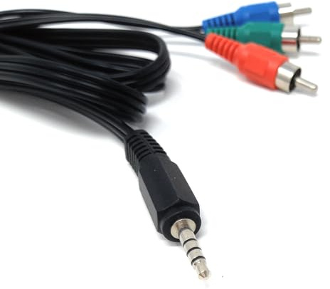 DRUT 1.5m 3.5mm 4 Pole Jack to Triple RCA RGB Component Video Cable | Durable, reliable connectors. No drivers needed, plug & play. Great for camcorders, digital cameras, and AV capture devices.