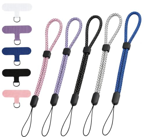 5 Pièces Dragonne Pour Téléphone Portable Avec Patch,dragonne Appareil Photo,bracelet Telephone,lanière Antichute Polyvalente Pour Smartphone Appareil Photo Clé USB MP3 Usage Quotidien Voyage