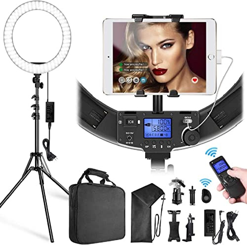 Anillo de Luz LED Fotografia 10 de Escritorio, Luz para Selfies con 3 Modos de Luz y 10 Niveles de Brillo &Trípode con Soporte Giratorio de Teléfono para Selfie/Maquillaje/Youtube/Tiktok