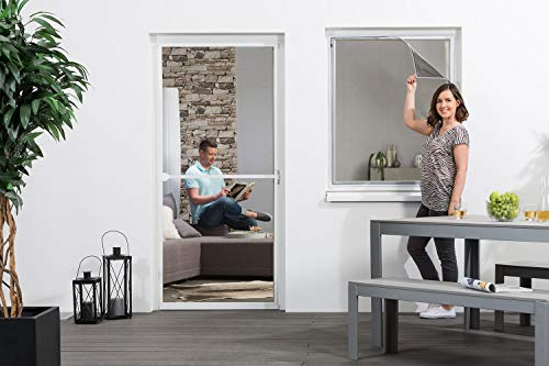 empasa Fliegengitter Fenster Magnet 'EASY' Insektenschutz Magnetfenster | flexibler Magnetrahmen mit umlaufendem selbstklebendem Magnetstreifen, Farbe:weiß, Größe:100 x 120 cm