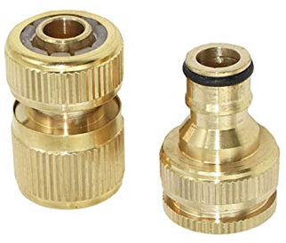 Gartenschlauch Schnellverbindung 1/2 Schlauch-Schnellkupplung Messing G1 / 2 G3 / 4 Gartenwasserhahn Gartenbewässerung 16mm Schlauchkupplung Reines Kupfer Adapter 1 Set (Color : Gold)