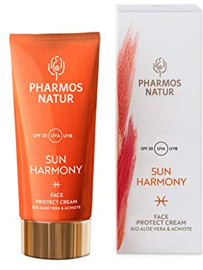 Gesichtscreme Sonnenschutz mit Aloe Vera - Pharmos Natur Sun Harmony Bio Face Protect Cream LSF 30 - Sonnencreme für das Gesicht 50 ml – Sunscreen moisturizer SPF 30