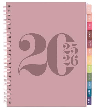 Rileys & Co Wochenplaner 2025, Hausaufgabenheft, Schulplaner | Kalender 2025 2026 Juli 2025–Juni 2026 Terminplaner, Notizen, Doppeldraht, 20 x 15 cm Planner, (Rosa, Typografisch, auf UK)