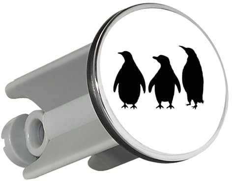 Huuraa Waschbeckenstöpsel Pinguine Silhouette Geschenk | Universal Stopfen 4cm höhenverstellbar Abflussstopfen Geschenkidee Stöpsel mit Motiv für das Waschbecken