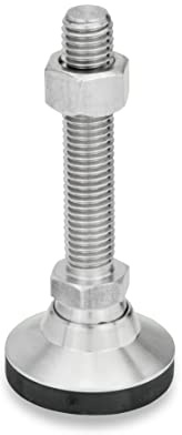 Ganter Normelemente | Pie de Apoyo, pie articulado, pie para Muebles, Acero Inoxidable, GN 343.6-32-M10-80-KR, Tapa de plástico Antideslizante, Rosca M10 x 80