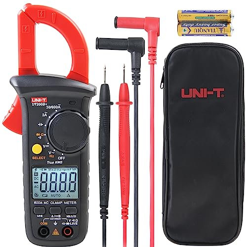 Strommesszange, UNI-T UT200B+ Stromzange True RMS Strommessgerät Auto Ranging mit LIVE-Draht Erkennung für AC/DC Spannung, AC Strom, Widerstand, Dioden, Kapazität, Kontinuität