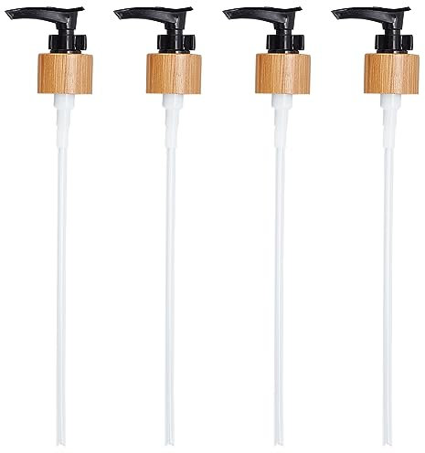 BENECREAT 4 Stück Ersatzpumpen Spender, Ersatzpumpen Für Seifenspender, Schwarze Kunststoff-Holz-Spenderpumpen Für Seife, Lotion, Shampoo, Küche Und Badezimmer
