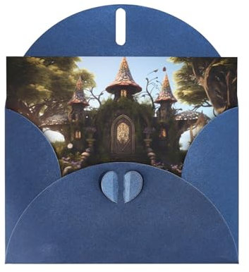 YYHWHJDE Blaue gotische Feengarten-Druck-hochwertige Perlpapier-Grußkarte: 10,2 x 15,2 cm, für Geburtstagskarte, Party-Einladungskarte