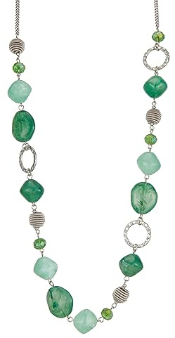Bulinlin Silber Perplen Lang Kette für Damen Boho Statement Chain Halskette Modeschmuck Geburtstagsgeschenke für Frauen