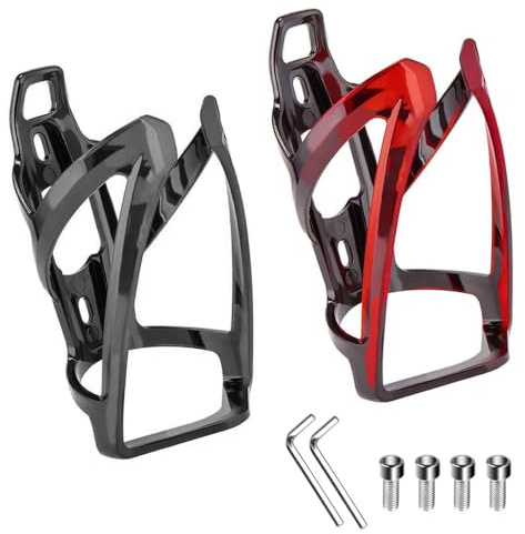 Juego de 2 soportes para botellas de bicicleta con herramientas, soporte universal para bebidas, soporte para botellas de agua para bicicleta, incluye 4 tornillos y 2 llaves para un fácil montaje